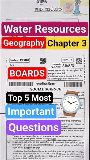 Class 10 Geography Chapter 3 Water Resources Top 10 Most Important Questions for Boards🔥