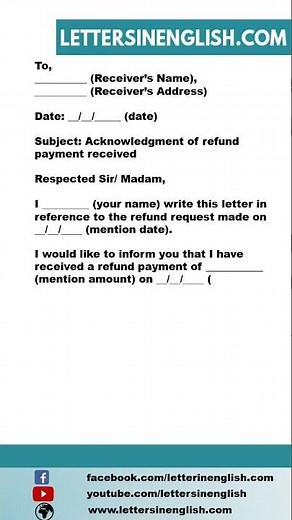 Acknowledgment Letter for Refund Payment