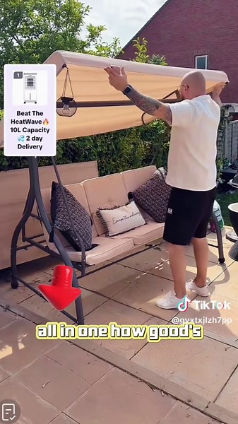 Create those summer vibes into the night #gardenglowup #swingchair #swingbed #gardenswing #costway #tiktokmademebuyit