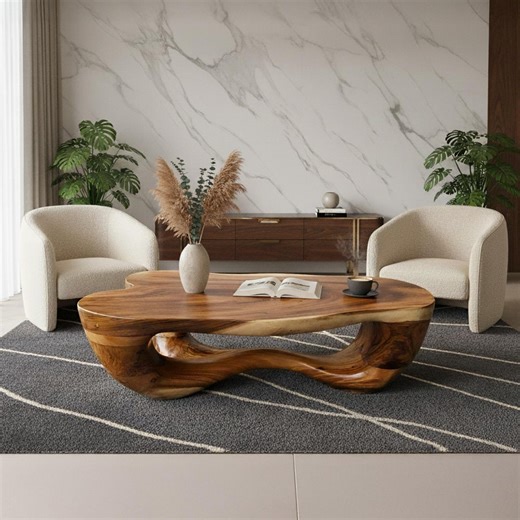 Live Edge Coffee Table Hand Carved Recycled Solid Wood Coffee Table Driftwood Sculpture Art Table - Etsy