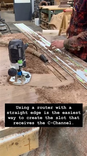 Installing some of our latest products underneath this custom built table! We now carry C-Channel in 4 different sizes to make sure your tables stay flat! Shop 20”, 31”, 36” and 42” C-Channel at www.JeffMackSupply.com #CChannel #LiveEdgeTable #CustomMade | Jeff Mack Designs