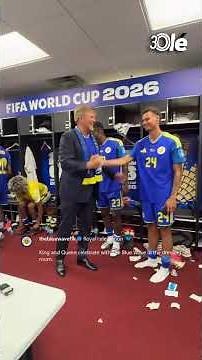 Queen Máxima and King Willem-Alexander of the Netherlands celebrate in the Curaçao locker room