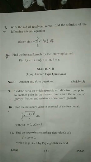 kumaun university M.a / Msc. Mathematics pyq 2025 (calculus of variation and Integral equation )#pyq