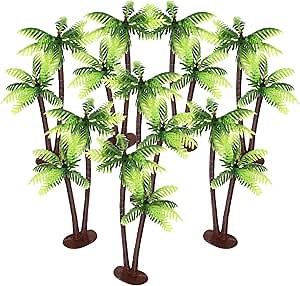 Beavorty Artificial Plants Miniature Palm Tree Mini Artificial Tropical Tree Coconuts Plastic Tree Model 12pcs for Micro Landscape Aquarium Fish Tank Railway Train Decors Cake Mix