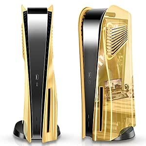 SIKEMAY PS5 Cover Plates for PlayStation 5 Console Disc Edition, PS5 Accessories Face Plates Side Shell with Cooling Fan Vents, Hard Shockproof Protective Custom Dust Skin Covers Case (Plating Gold)