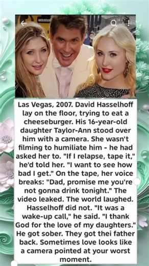 Las Vegas, 2007. David Hasselhoff lay on the floor, trying to eat a cheeseburger. His 16-year-old