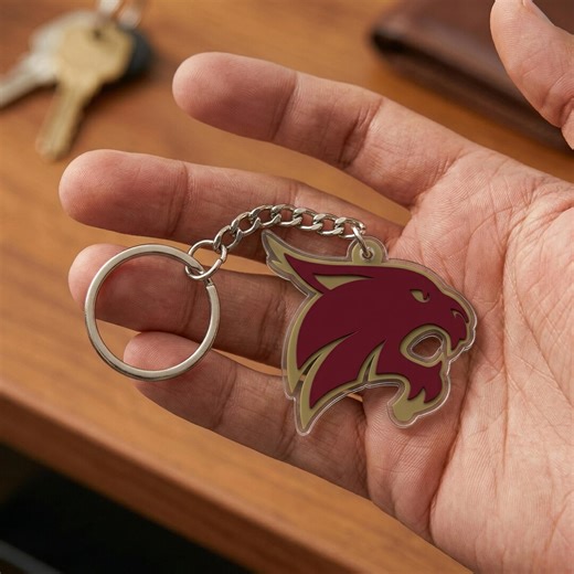 Texas State University Acrylic Keychain TXST Bobcats Car Keys Holder Fan Gift