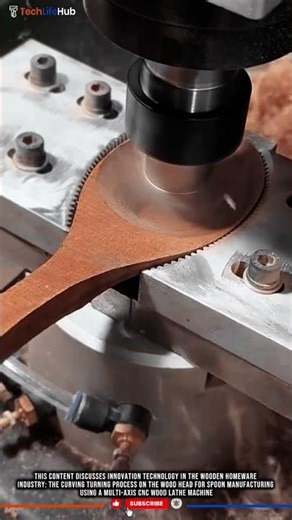 Innovation Precision Wooden Spoon Head Curving with technology Multi-Axis CNC Lathe Machine #tech