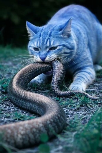 cat Capture snake. AI generated #cat #snake