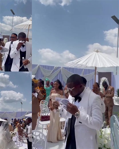 The groom brêaks down in tears as the bride walks down the aisle, escôrted by her father🥹🥹 #videoreelsシ #reelsfypシ #reelsviralシ | Oyibe Isaiah Ogba