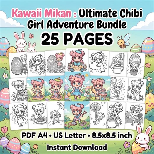 Kawaii Chibi Girl Coloring Pages Bundle, 25 Adventure Sheets (instant Download) - Etsy
