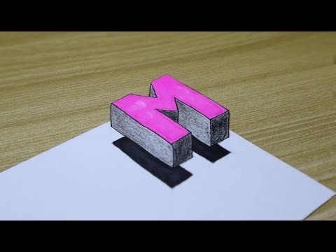 How To Draw 3D Letter M | Easy 3D Letters Drawing