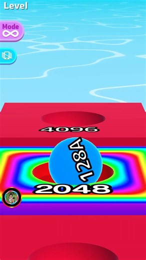 128A Blue Ball: Red Tile to Rainbow Tile! 🤯🌈 Ball Run 2048 #ballgameshub #shorts