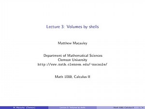 Calculus II, Lecture 3: Volume by shells