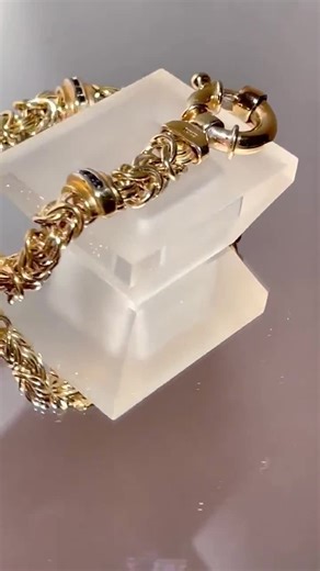 Bracelet 18K Yellow Gold Vermeil Byzantine Link & Blue Sapphires 7” Italy Bold Gold Jewelry - Etsy