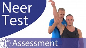 TOP 10 VIDEOS: 3 - NEER TEST FOR SHOULDER IMPINGEMENT SYNDROME / SUBACROMIAL PAIN SYNDROME (32.694 VIEWS) And another shoulder test who made it into the top 10! The Neer test is another basic test for shoulder impingement and can give you a hint about the location of the impingement - external (anterior pain), internal (posterior pain) according to Cools et al. (2008). You can find a link to the study of Cools here:https://www.ncbi.nlm.nih.gov/pubmed/18523035 According to the meta-analysis done 