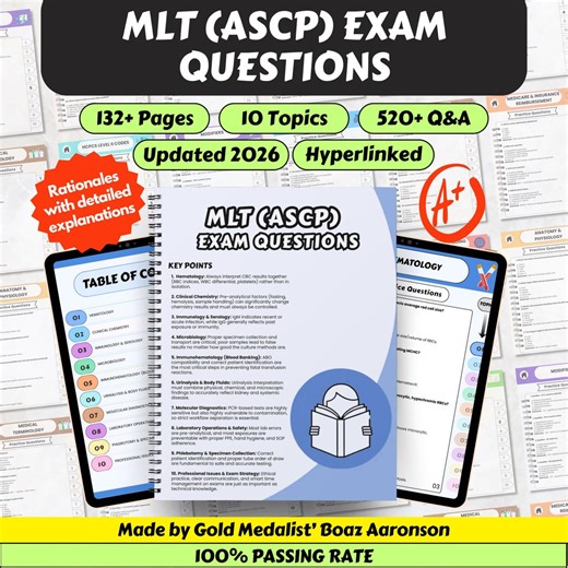Complete MLT (ASCP) Exam Preparation 2026 - New Edition, 520+ Q/A, Comprehensive Study for Medical Laboratory Technicians (digital Download) - Etsy UK