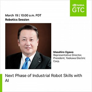 2.6K views · 22 reactions | Join Masahiro Ogawa from Yaskawa Electronic Corp as he unveils the new phase of evolution in #robotics. Discover how robots integrated with NVIDIA's technology are evolving to adapt actively to their environments and tackle diverse automation tasks. Explore real-world use cases at this #GTC24 session. https://nvda.ws/3v3l1Td | NVIDIA Robotics | Facebook