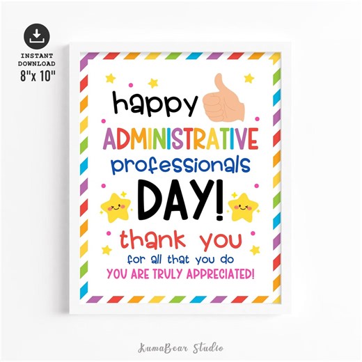 Administrative Professionals Day Appreciation Sign, Admin Staff Thank You Poster Bulletin Board Decor - Etsy