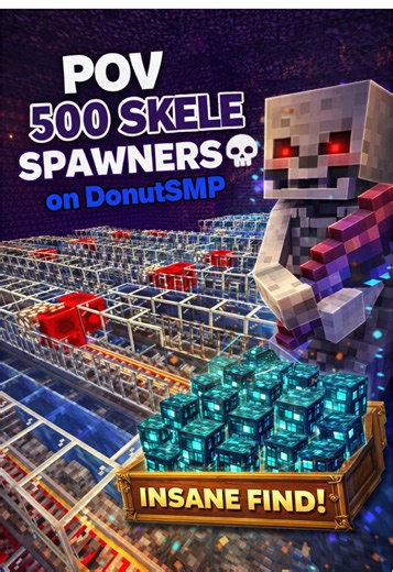 POV: You randomly find 500 skeleton spawners on DonutSMP… 💀 #d#donutsmpm#minecraftminecraftraid #lifesteal #foryoupage