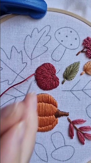 🍎 Fall Motifs – Embroidering an Apple with Long & Short Stitch #embroidery #stitch #tutorial #diy