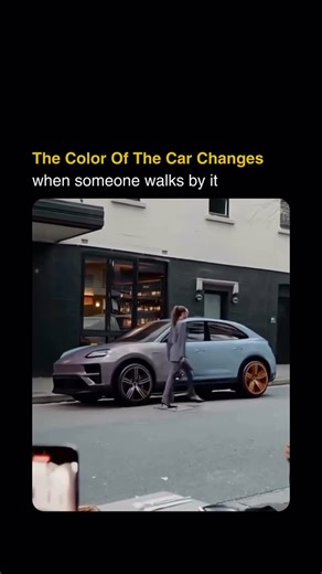 Artificial Intelligence | Technology | Prompts on Instagram: "This clip shows a car that looks like it changes color when someone walks past it 🚙 This effect is often made using special screens or coatings that react to light, heat, or small electric signals. Instead of normal paint, some test cars use tiny color particles that move when sensors turn on, letting the car change colors right in front of you. Companies like BMW have already shown cars that can do this, where different parts of the