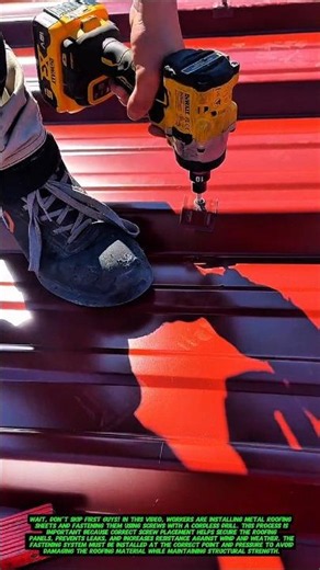Fast Metal Roof Installation Technique | Precision Screw Placement Process.