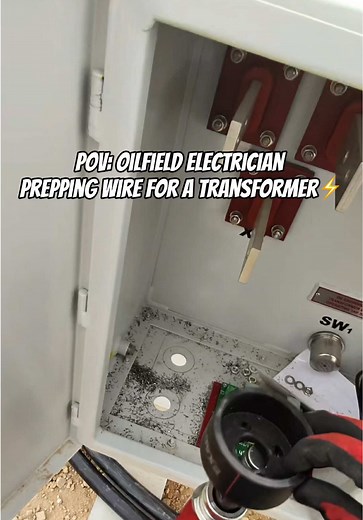 Prepping the wire before I get to connecting this transformer‼️⚡️ @Milwaukee Tool coming in clutch as always 😏#electrician #oilfield #construction #tools #money