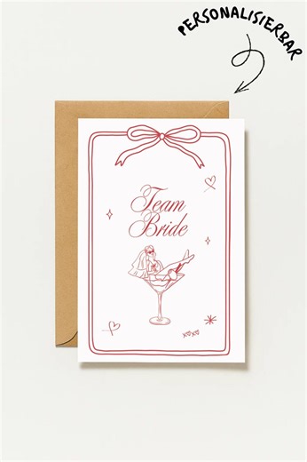 Team Bride Karte | JGA Karte | Bridal Shower Karte | Junggesellinnenabschied | Braut Party Karte | Minimalistische Karte - Etsy