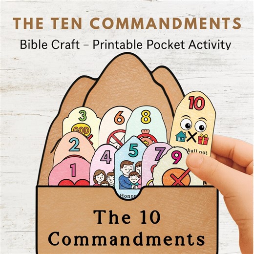 10 Commandments Pocket Craft for Kids | Bible Coloring Activity | Printable Exodus Lesson | Sunday School Bible Craft | Christian Activity - Etsy
