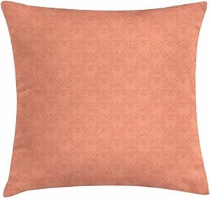 Ambesonne Peach Throw Pillow Cushion Cover, Flower Ornate Pattern Nature Inspired Image with Soft Color Spring Summer Foliage Print, Decorative Square Accent Pillow Case, 36" X 36", Peach