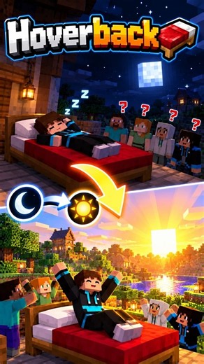 😴 Only ONE Player Needs to Sleep! 🌅 | Hoverback Minecraft Bedrock Add-On #Shorts
