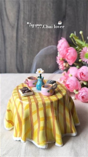 This mini chai table has a secret... 🤫✨ #miniatureart #clayart #chailover #diy