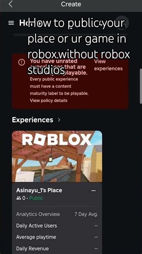 how do pubic ur robox game or ur robox place without using robox studios.in mobile#roblox #robox
