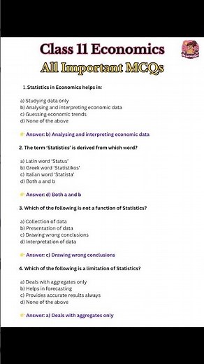Class 11 Economics Most Important MCQs 2025 | 100% Board Exam Questions | Score Full Marks