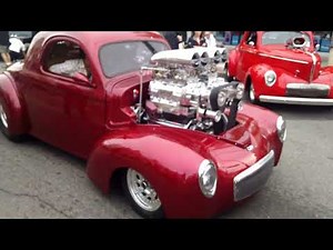 1941 Willys with Twin Supercharger "RUNNING" Listen to Sound - Cruise Night 1940 Gasser A/Gas B/Gas