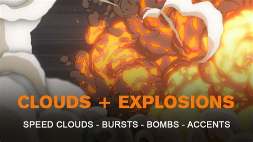 48组卡通动漫爆炸烟雾特效视频叠层4K素材 Production Crate - Toon Clouds and Explosions 4K VFX Items