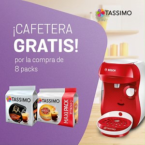 ¿Aún no la tienes? ¡Te la regalamos! Con la compra de 8 packs de café, te llevas gratis la cafetera de Tassimo. | Tassimo