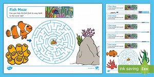 Fish Maze Activity Worksheets