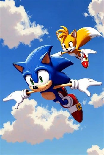Sonic flying with Tails