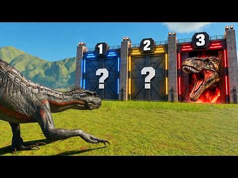 INDORAPTOR vs PICK A DOOR CHALLENGE in JURASSIC WORLD EVOLUTION 3