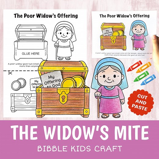 The Poor Widow’s Offering Craft Printable | Bible Story Activity for Kids | Sunday School | Cut Glue Worksheet - Etsy
