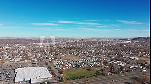 Drone aerial flyover shot pushing in towards Billings Montana