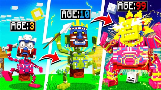 Evolving a minion into the powerful sun god in Minecraft