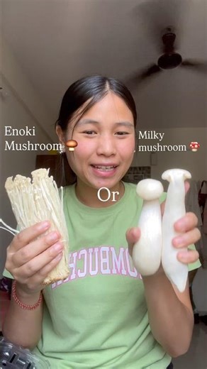 Enoki vs milky mushroom 🍄‍🟫 🍑💗‼️#youtubeshorts #shorts #lifestyle #minivlog #mushroom
