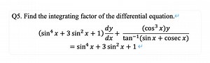 Q5. Find the integrating factor of the differential equation.(... | Filo