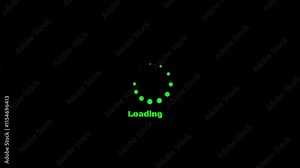 Abstract dots circle loading bar icon animated. Green color loading dots circle animation on black background. loading indicator and action for download progress .refresh, upload, etc.