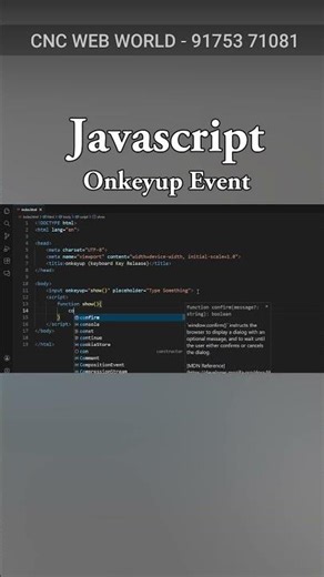 Javascript - Onkeyup Event #frontendcourse #coding #computer