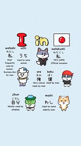 I in Japanese🇯🇵🌷 わたし うち ぼく おれ じぶん わし . Follow @Dokidokicomics for even more adorable Japanese lessons.🇯🇵😻 . Learning Japanese books📚 The link in bio! 💛Romaji included only for KANA book. . . . #japanese #japaneselesson #studyjapanese #learnjapanese #nihongo #i #日本語 #日本語勉強 #japonais #education #japaneselearningmaterials #learningonline #japanesebook #jlpt #japonés #japanisch #giapponese #japonês | dokidokicomics