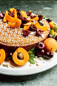 Warm cardamom mingles with sinfully sweet apricot purée in this delicately crumbed Summer Stone Fruit Spice Cake. Get the recipe: https://californiagrown.org/recipes/recipe-for-spice-cake/ | California Grown